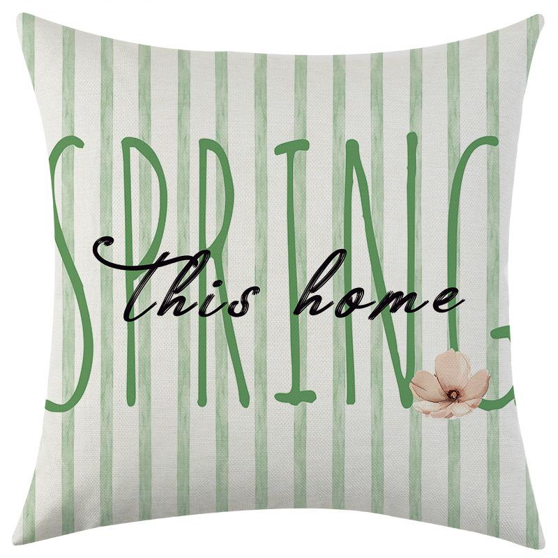 New Spring Flower Series Linen Pillowcase Car Sofa Lumbar Pillow Cushion