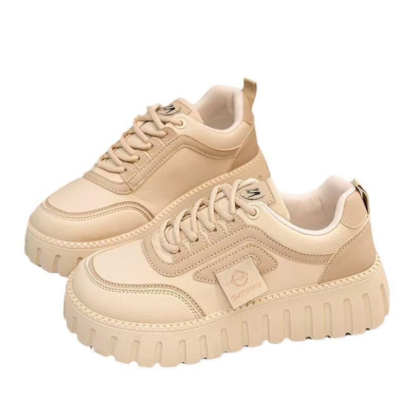 2024 Autumn Little White Shoes Women's Shoes New Korean Version Student Thick Baseplate Shoes Soft Sole Casual Breathable Sports Shoes