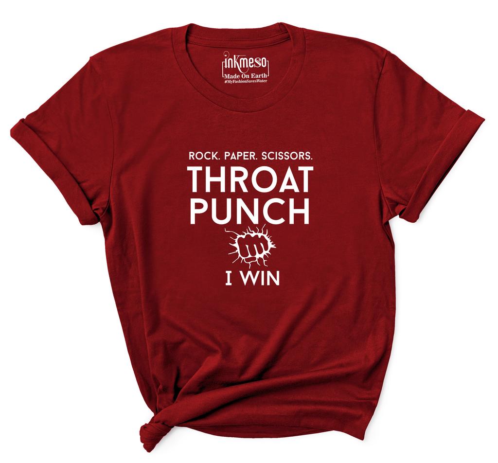 Inkmeso Tee For Womens    Rock. Paper. Scissors. Throat Punch I Win   Funny 80s 90s Retro Graphic