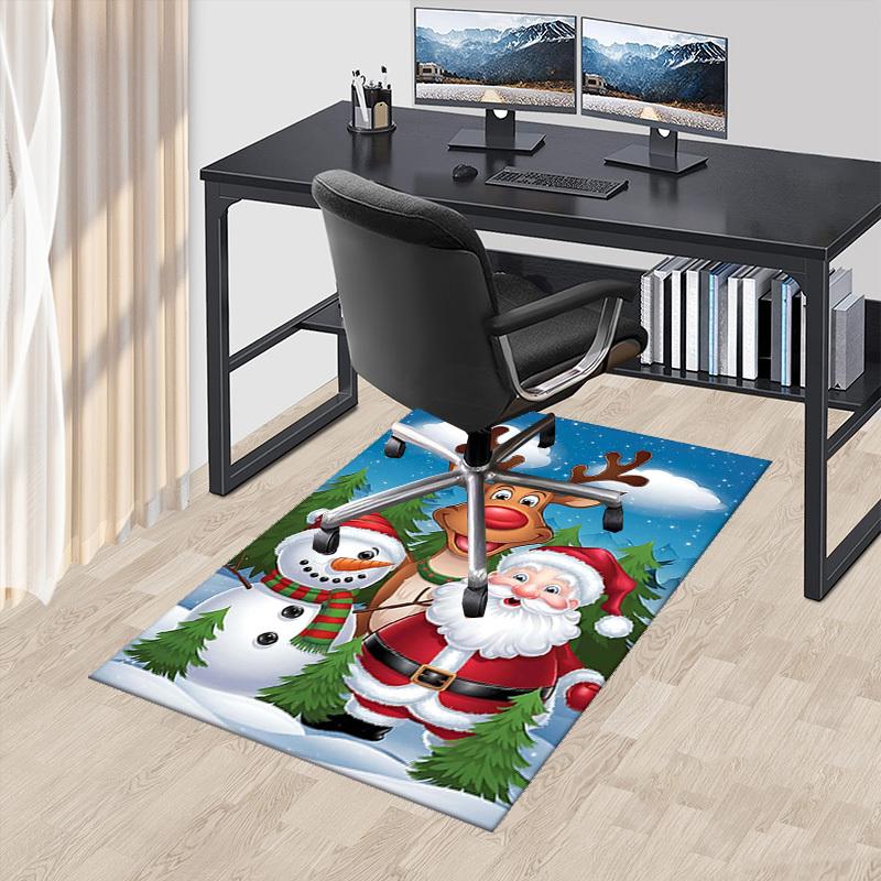 

Christmas Santa Claus Reindeer Snowman Chair Mat - Anime Cartoon Design, Non-Slip Carpet for Office, Home Decor, Living Room, Bedroom, Game Room & Dor 60cm by 90cm