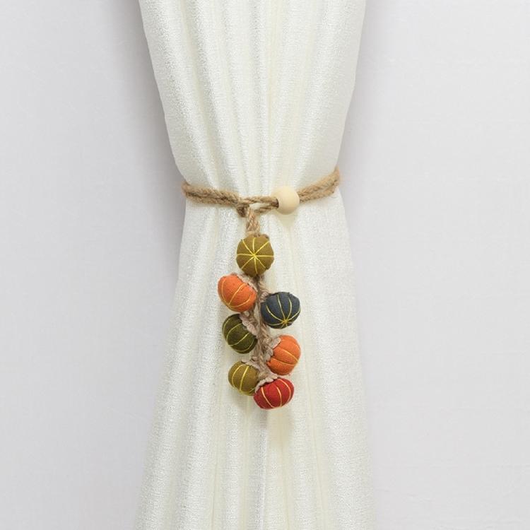 2 Pack Harvest Theme Curtain Holdbacks Ties With Colorful Pumpkin Balls Not Drill Installation Window Drapery Tiebacks