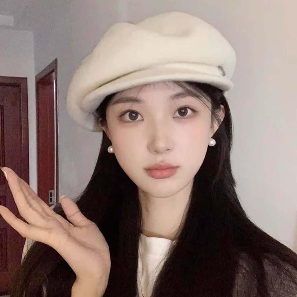British Style Wool Beret Cap Dome Women Artist Hat Casual Female Painter Cap Girls