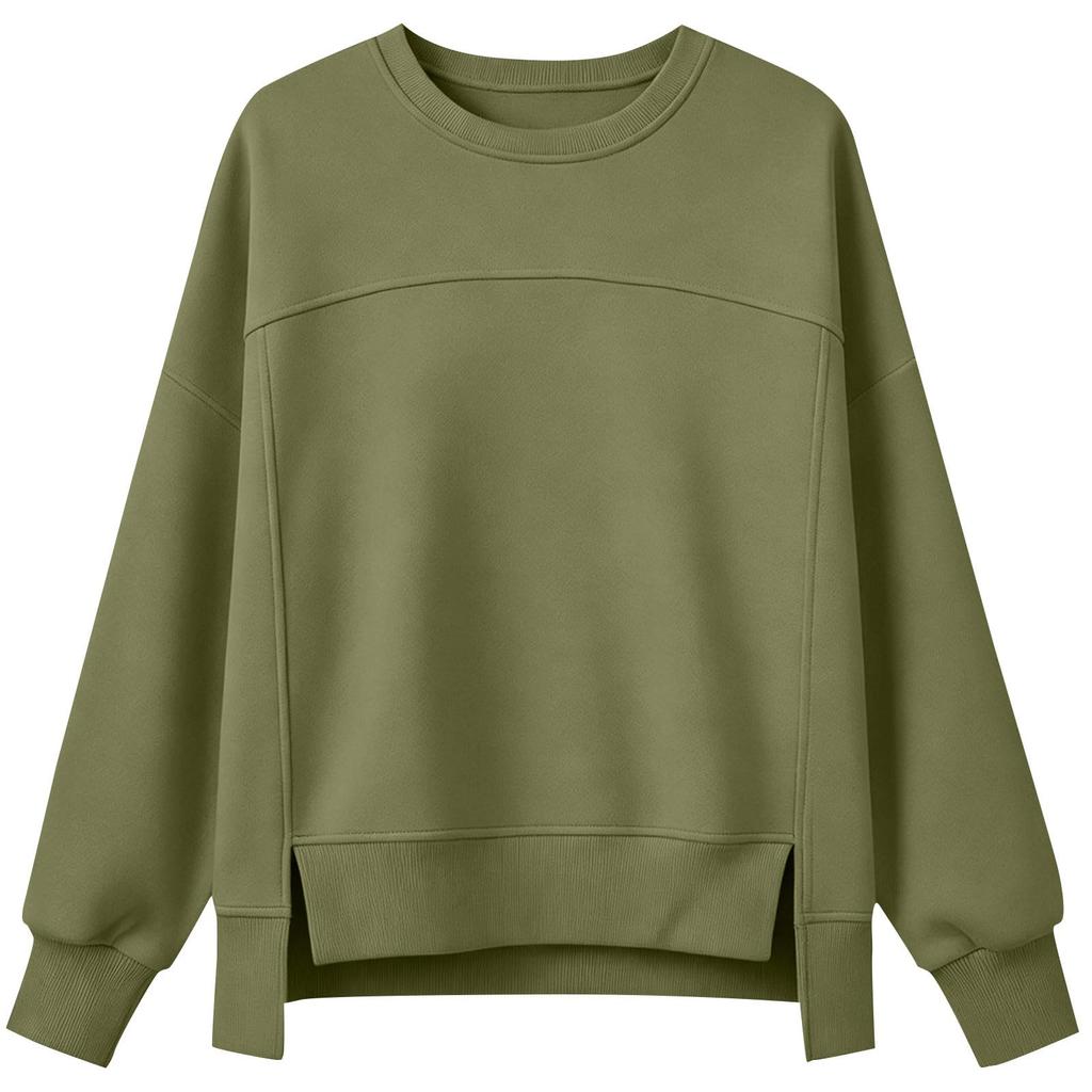 Women's Fashion Color Neck Long Sleeve Sweatshirt Casual Pullover Top