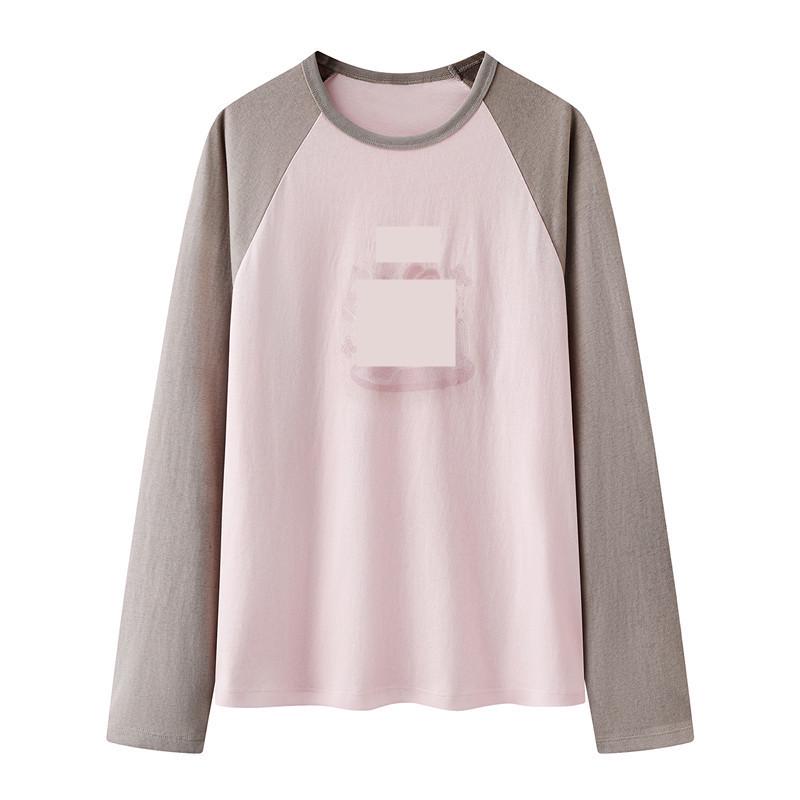 

In Stock: 2026 Spring Women s Casual Cartoon Print Color Block Raglan Long Sleeve T-shirt Medium рожевий