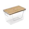 Kitchen Storage Containers with Wood Lid Transparent Plastic Pantry Organizer for Countertop Moisture Proof