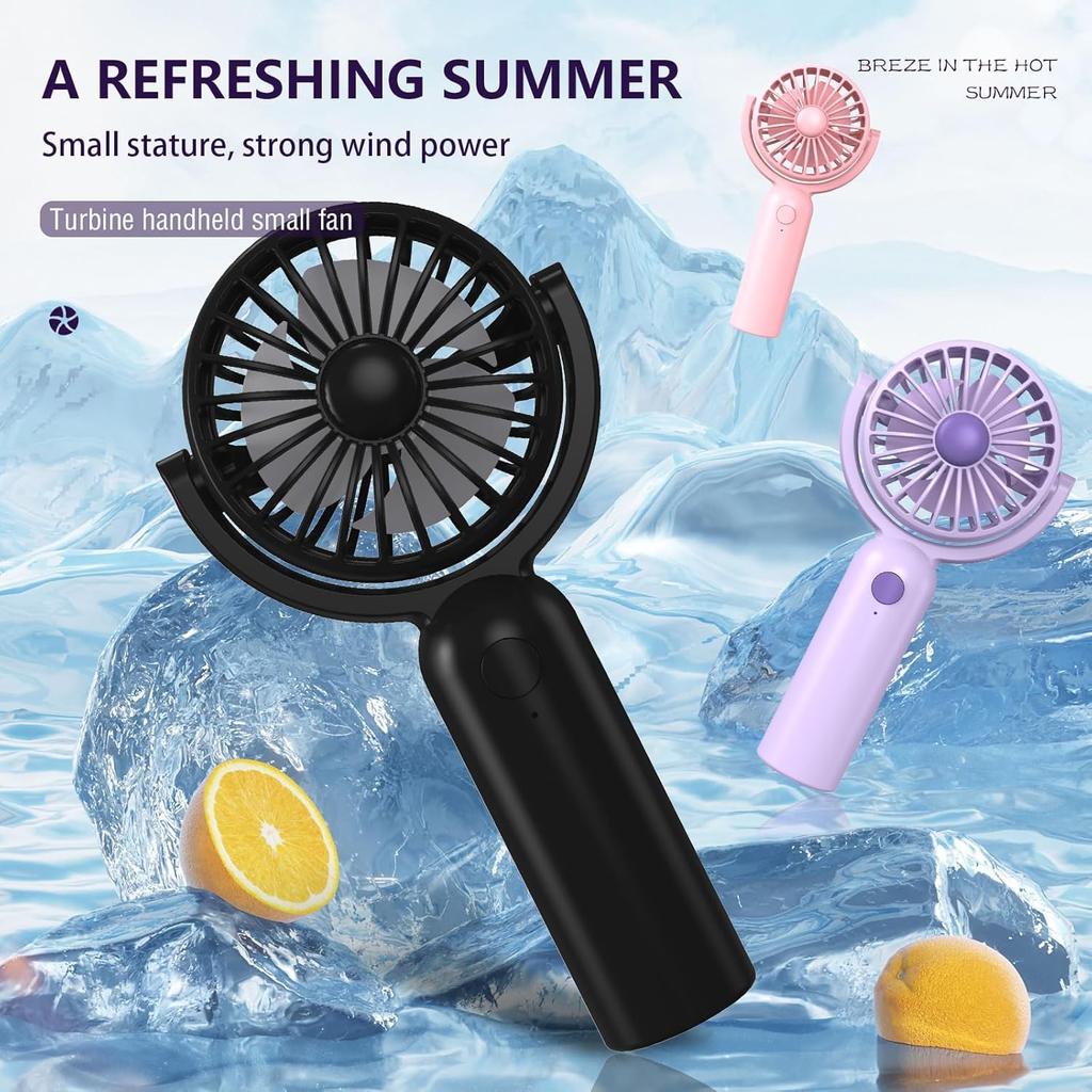 3pcs Portable Handheld Mini Fans with 3 Speed 180° Adjustable USB C Rechargeable for Travel Stylish Indoor Outdoor Eyelash Fan