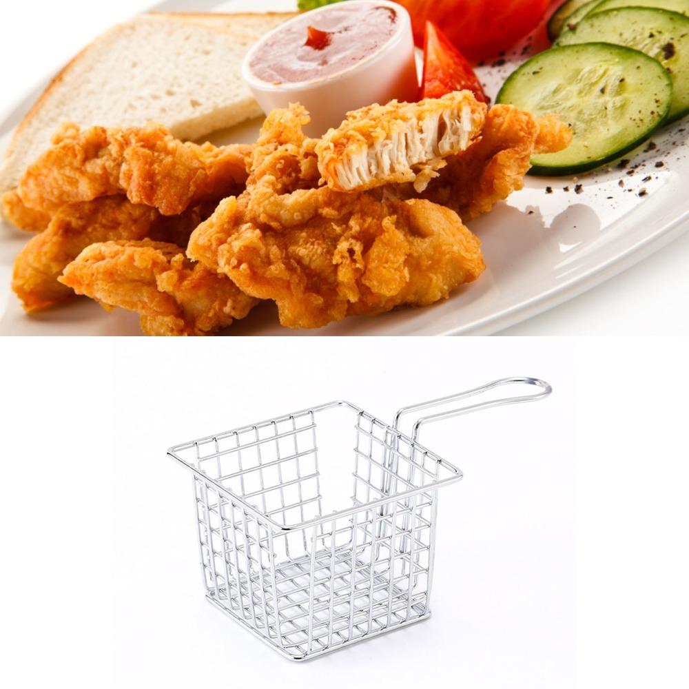 Silver Rose Gold Gold French Fry Holder Square Shape Frying Strainer Fryer Basket Cooking Frying