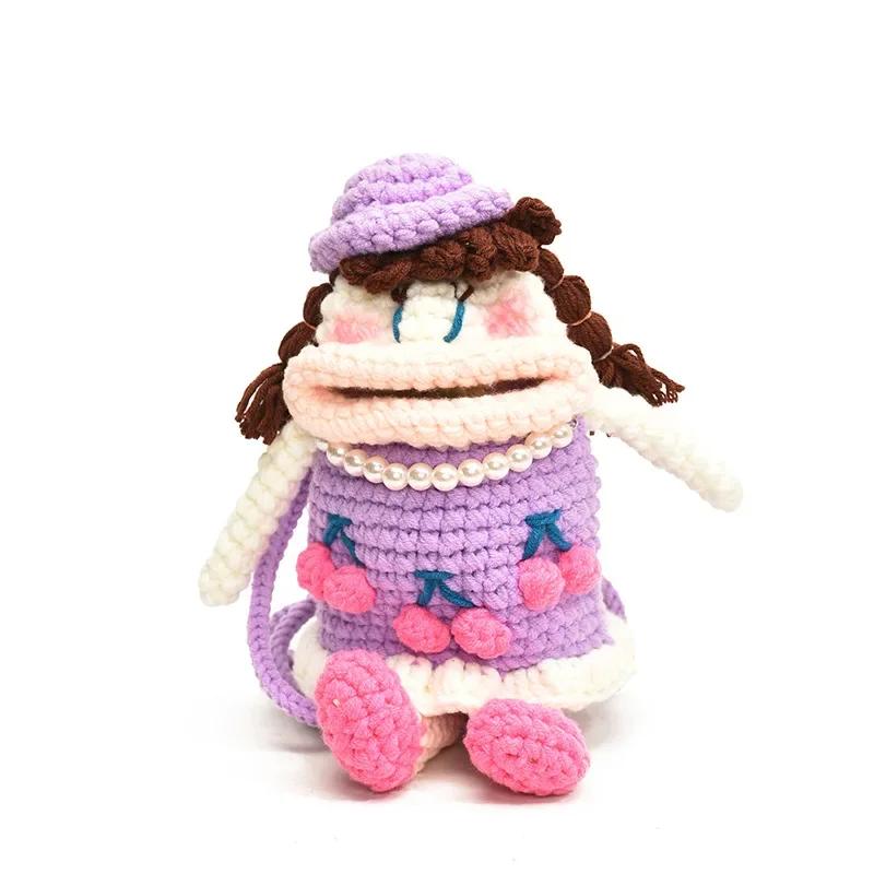 

Вязаная Милая Кудрявая Сумка-Кукла с Жемчужной Цепочкой для Школы и Прогулок Повседневная