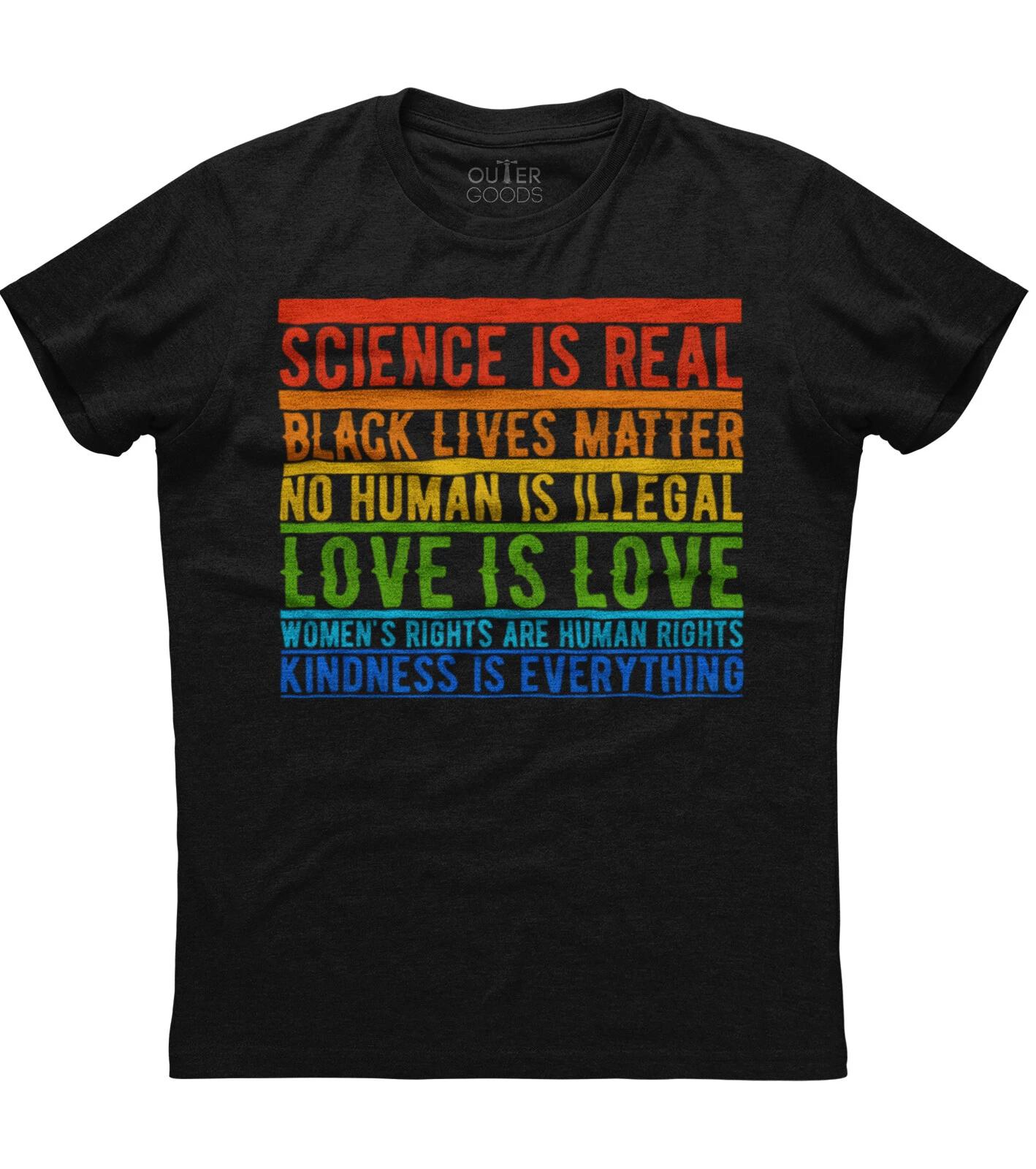 Science Is Real Love is Love Mens Short Sleeve Cotton Black New T-shirt S