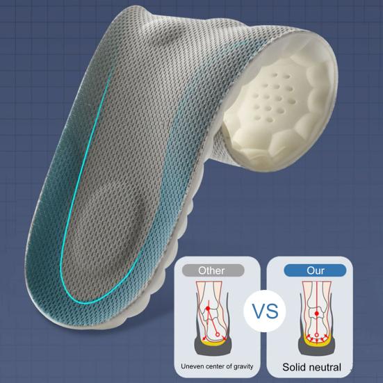 1 Pair Memory Foam Arch Support Insoles 4D Cloud-Soft Comfort Soles Breathable Odor-Resistant Cushioning And Pain Relief Insoles for Foot Fatigue