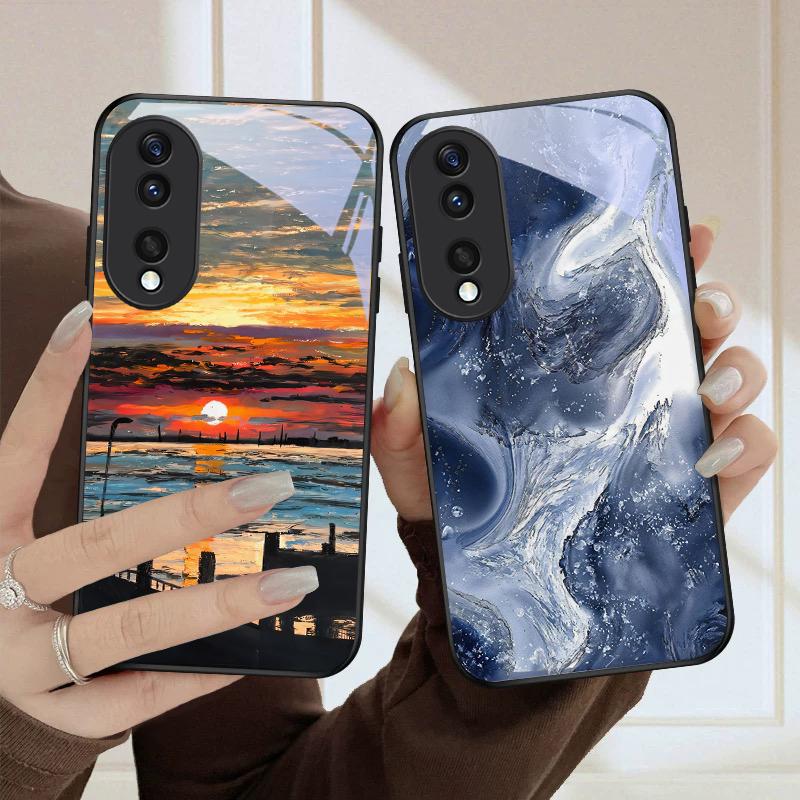 Sea storm small sailboat For Honor Magic 4 5 6 Pro 7 X6 X9c X9 X6b X8 X9b X5b X8b 30 Pro+ 50 Pro 70 90 200 Lite Glass Phone Case