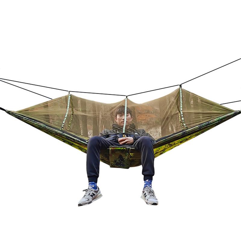 Camping Hammock with Mosquito Net Camping Anti-rollover Nylon Portable Hanging Hammocks Chair Outdoor Hanging Bed Net