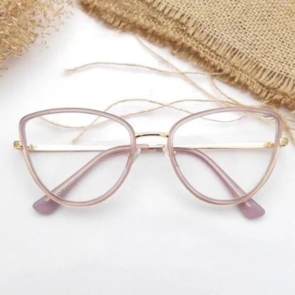 Cat Eye Anti-Blue Light Glasses Women Men Oversized Optical Frame Eye Protection Ultra Light Eyeglasses Office Computer Goggles