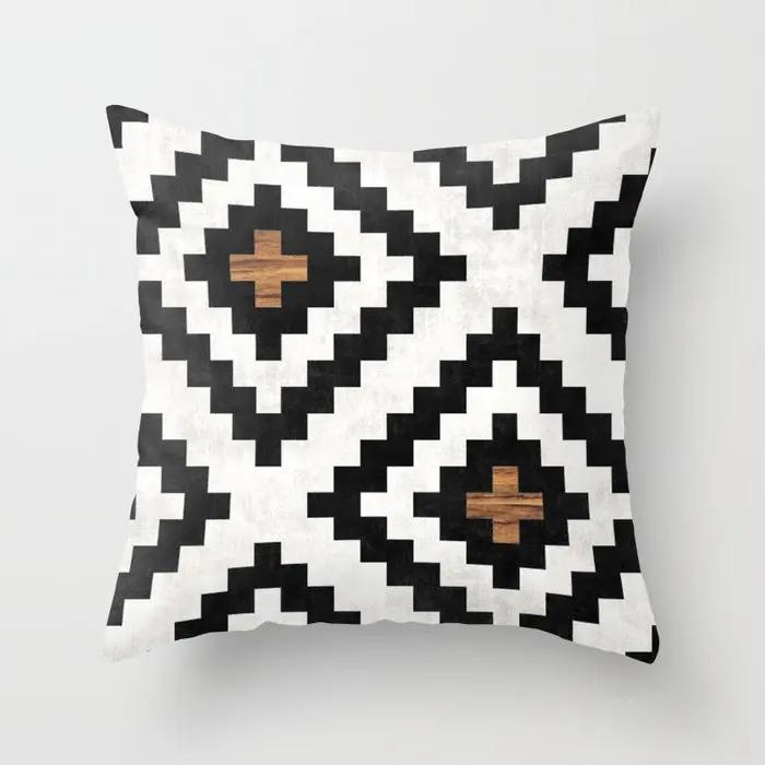 Juste De Coussin Géométrique Pour La Décoration Intérieure, Ferme, Oreiller De Canapé, Bois Créatif, Taie D'oreiller En Marbre Mars, Mode