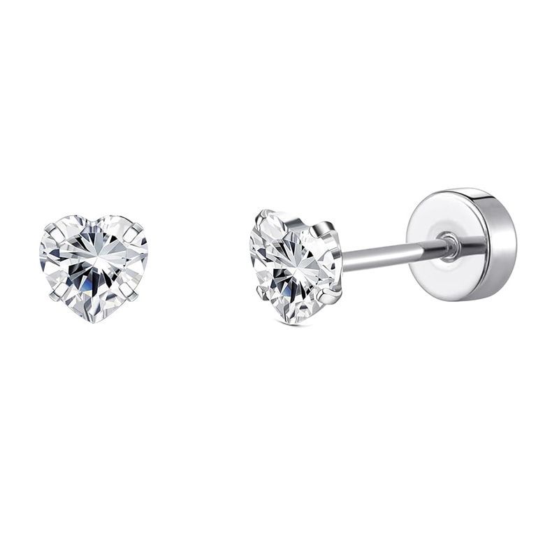 2PCS/Set Stainless Steel Heart Moon Earbone Stud Screw Ball Stud Earrings for Women Fashion Ear Tragus Cartilage Body Piercing