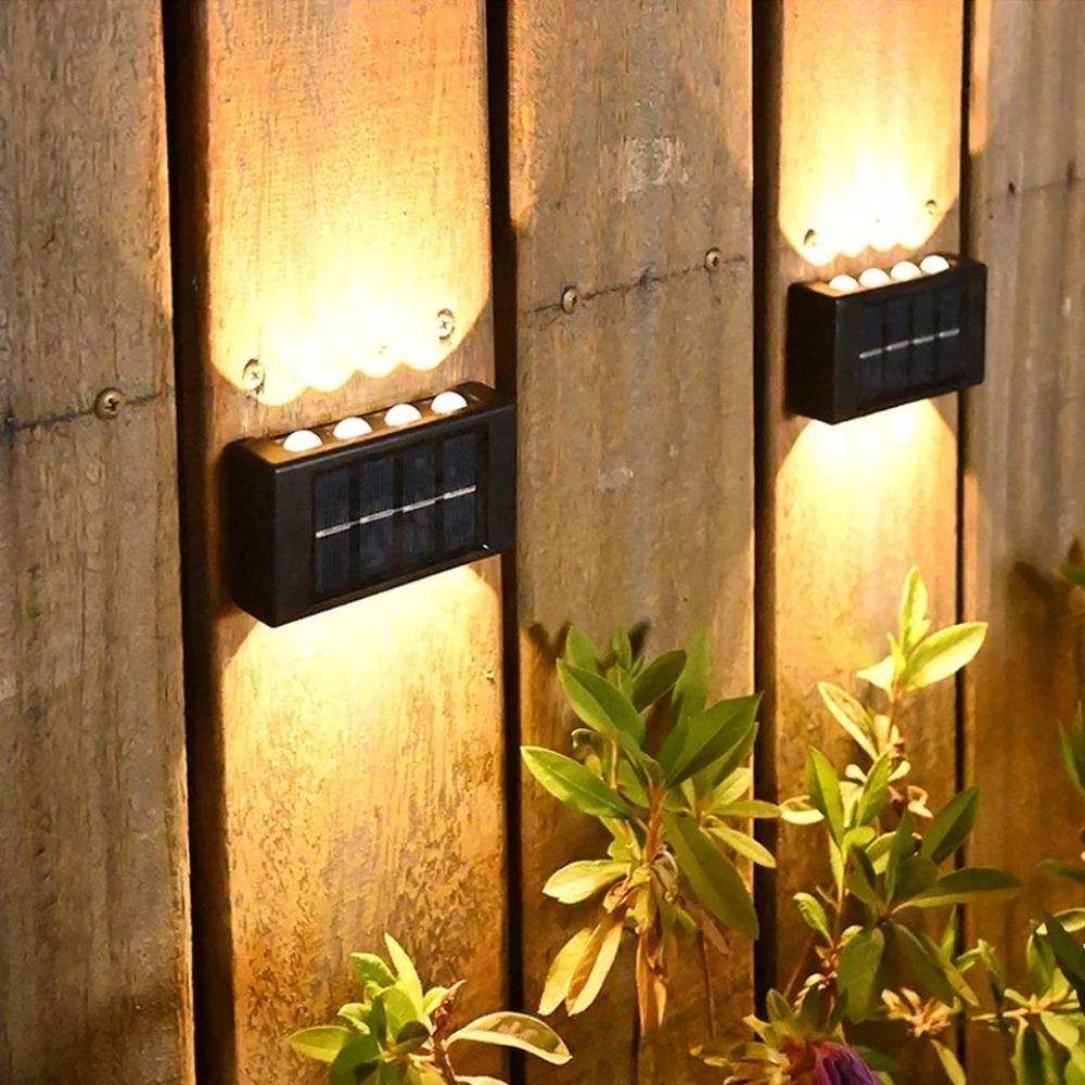 Outdoor 6/8/10 LED Solar Garden Light Solar Wall Lamp Up And Down Luminous Waterproof Solar Powered Wall Washer Light Yard Street Decor