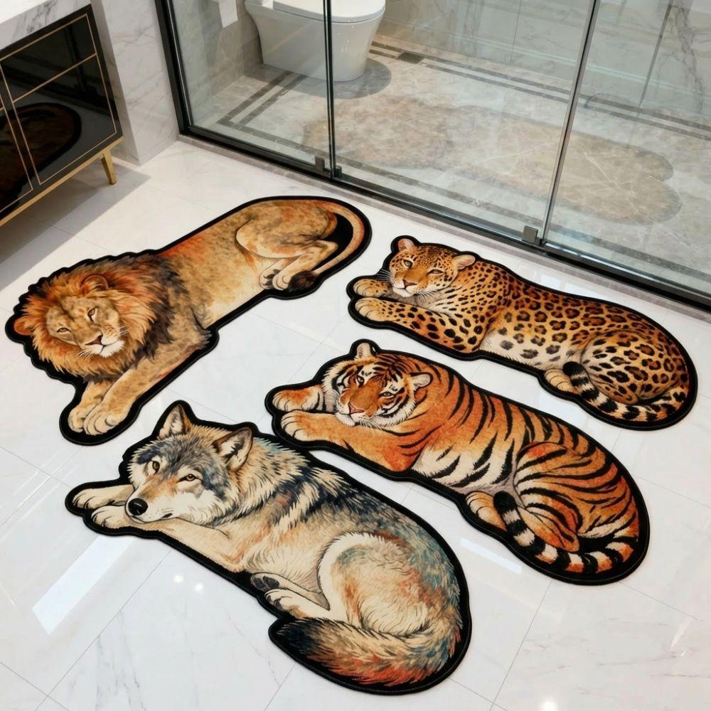 Tapis de porte Lion Absorbant Tapis de sol Loup Antidérapant Nouveau Tapis Tigre Chambre à coucher Salle de bain