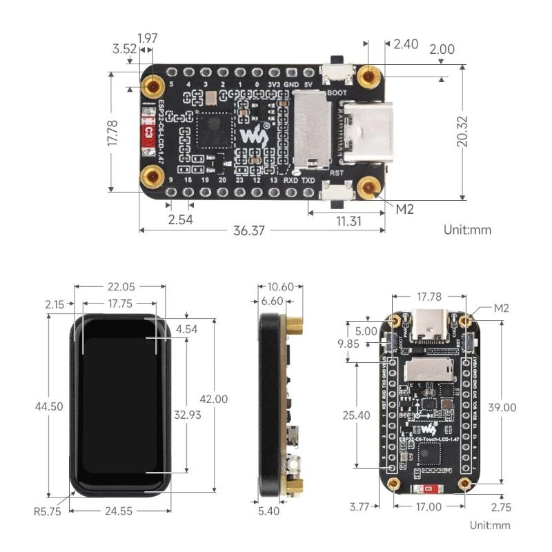 Waveshare ESP32-C6 1.47inch Touch LCD TouchScreen Display Development Board IPS Supports WiFi 6 & Bluetooth ESP32 C6 1.47 inch