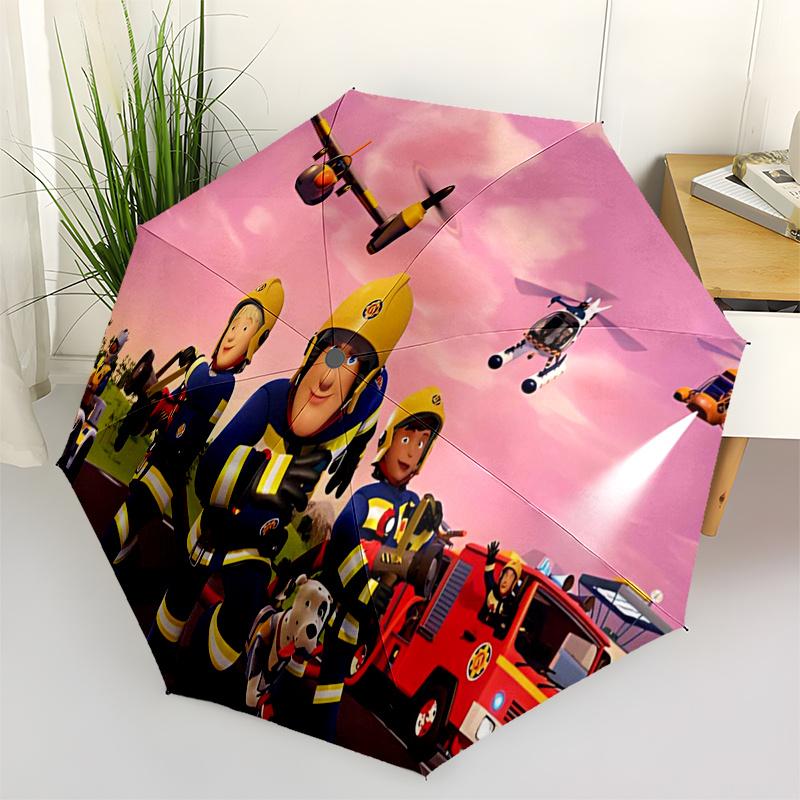 

Fireman Fire trucks Themed Travel Umbrella-8 Ribs Automatic Opening and Closing, Portable Folding Design, Compact and Stylish Umbrella Suita