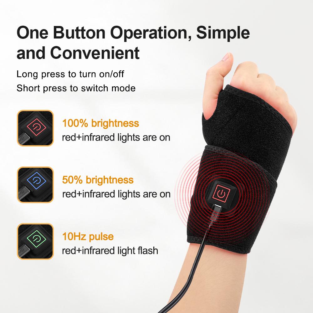 Red Light Therapy Strap 48 660nm & 850nm Wristband Brace LED Infrared Heating Pad Hand Carpal Tunnel Wrist Muscle Relieve Belt