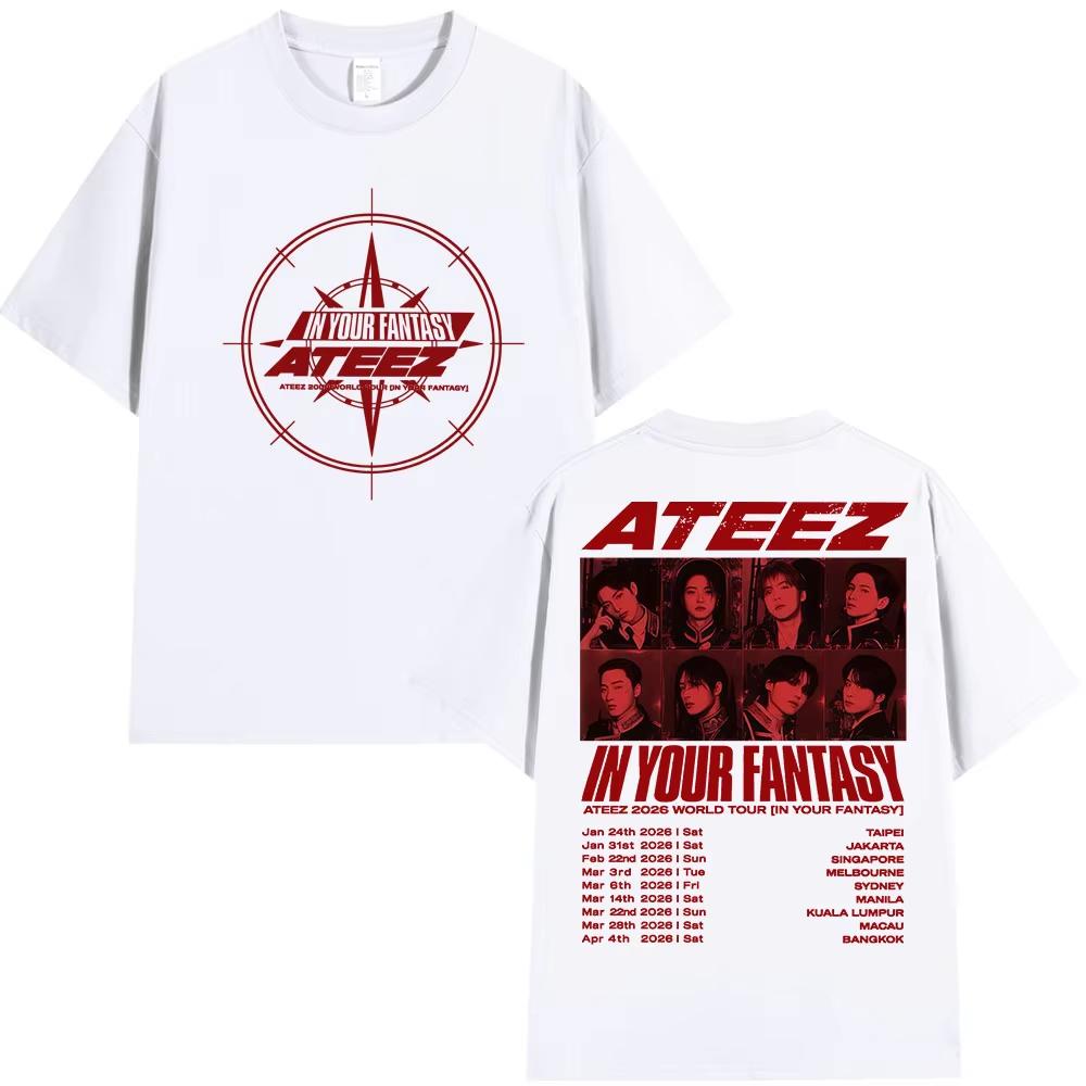 2026 Hot Sale  Ateez 2026 World Tour in Your Fantasy T-shirt Men Women Clothing Casual Cotton Oversized Short Sleeve