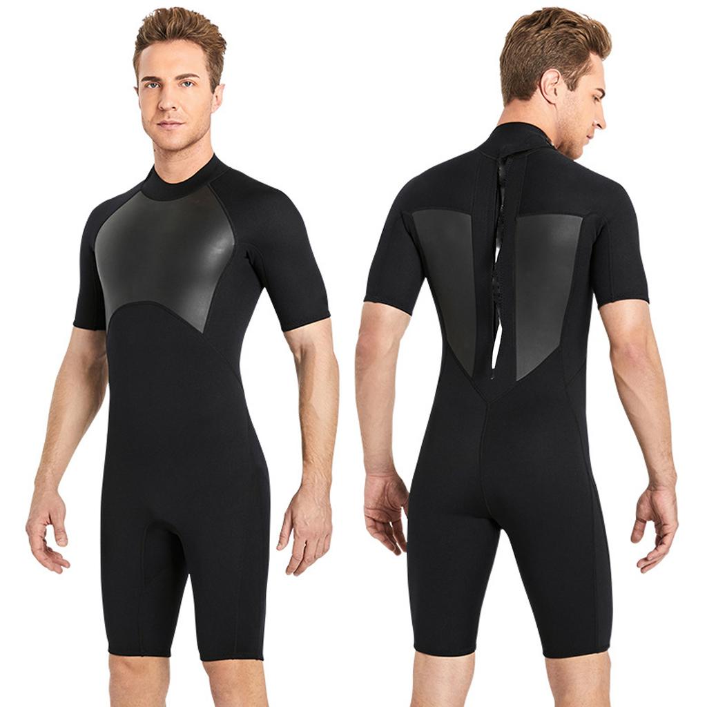 Men s Wetsuit Shorty 2mm Neoprene Full Body Diving Suits for Scuba Diving Surfing Swimming Water Sports Men Black XL