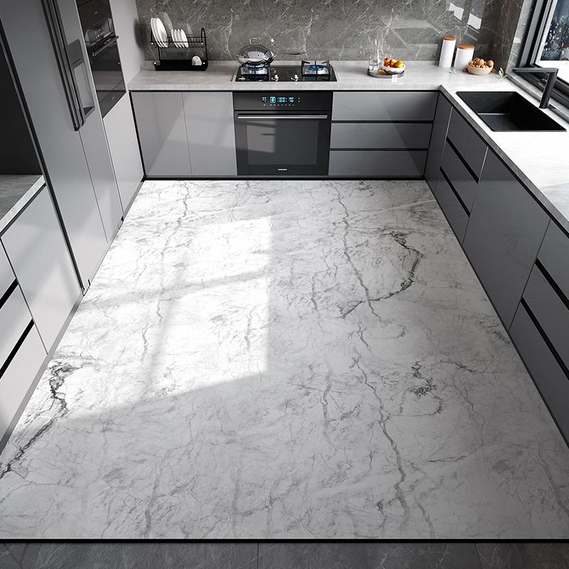 Kitchen Floor Mat Waterproof Non-slip Oil-resistant Leather Carpet PVC Large Size Imitation Marble Geometric Rug Home Decora Mat