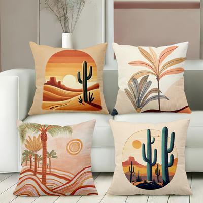 Boho Desert Cactus Palm Tree Throw Pillow Covers Pattern Cushion Cover Suitable for Sofa Bedroom Car Pillow Cover