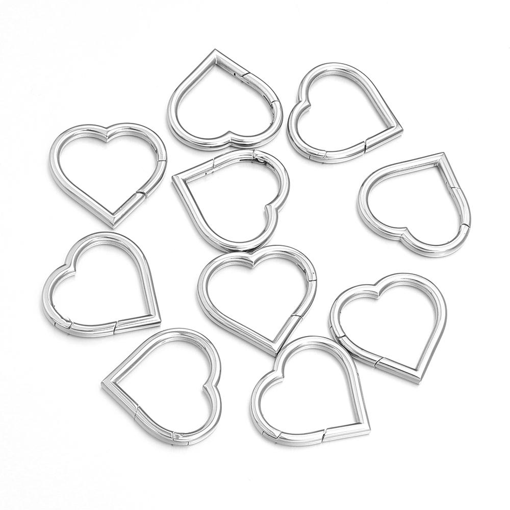 1Pcs 304 Stainless Steel Openable Clasps Heart Shape Carabiner Hook Ring Keychain For DIY Keyring Bags Jewelry Connector Buckles