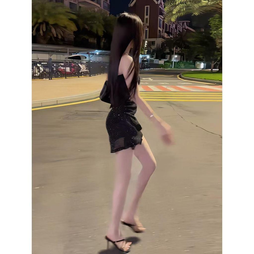 Summer French Haute Couture Beautiful Black Good-looking Tube Top Dress Pure Desire Temperament Waist Slim and Thin Short Skirt