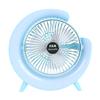 Compact Desk Fan with Colorful Lights USB Charging 3 Speeds 1800mAh Battery Multicolor Lights Quiet Mini Table Fan Blue