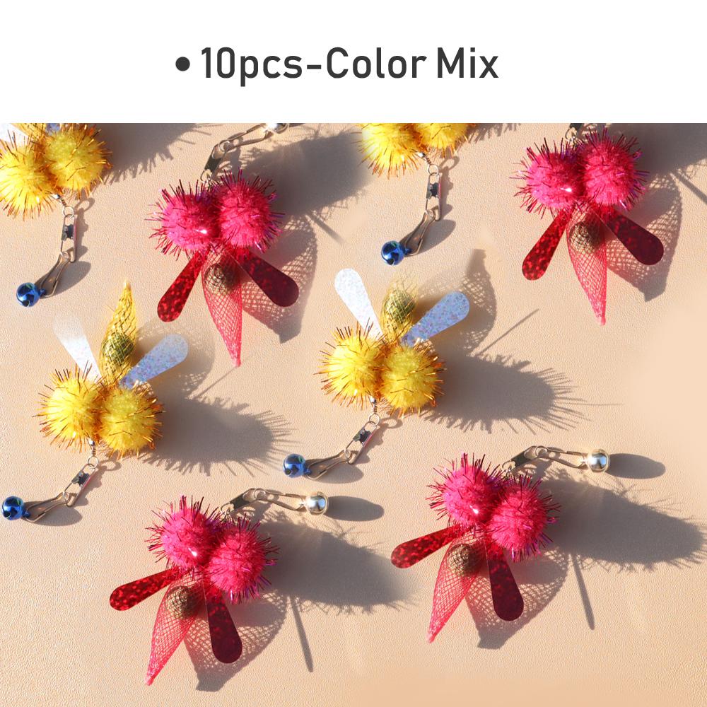 10pcs Simulated Glitter Fly Cat Teaser Stick For Changing Heads Funny Cat Toy Cat Teaser Stick Catnip Ball Pet Toy