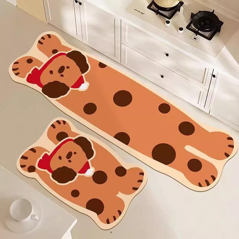 Cartoon Kitchen Mat Absorbent Quick Drying Diatomite Anti-Oil, Anti-Slip, Dirty, Easy To Take Care of Carpet Home Decor