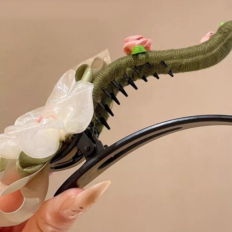 1 piece of hair accessory vintage claw clip romantic fabric flower exquisite high-end grip clip 11.5*6cm