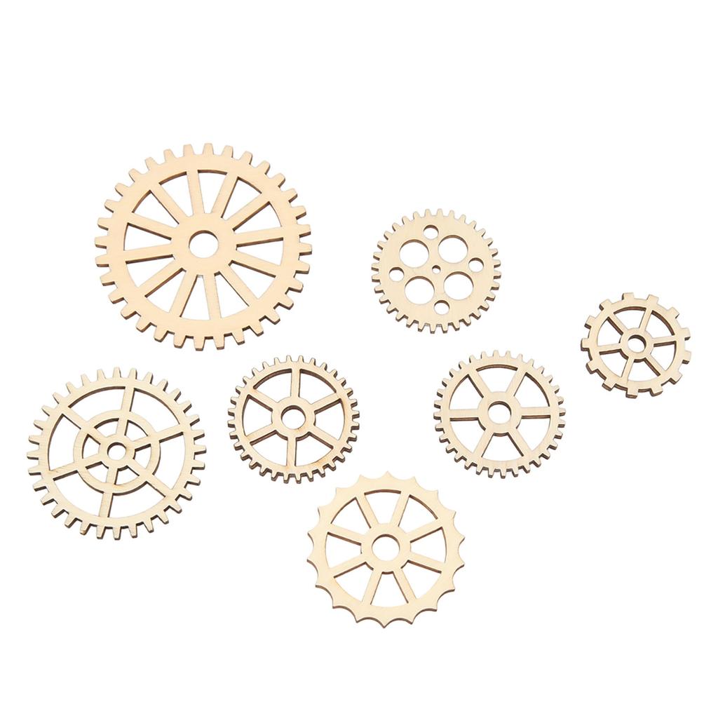 120Pcs Wooden Gear Embellishments Delicate Lightweight Gear Decoration Wood Slice Ornament