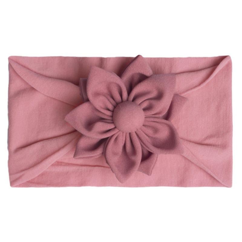 New children's headband, baby soft solid color flower nylon headscarf, thin breathable baby hair accessories