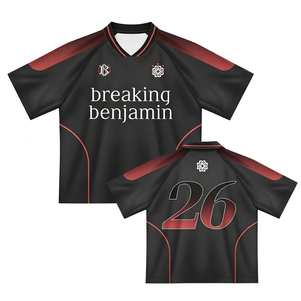 Breaking Benjamin BBFC Heimtrikot Kurzarm Unisex Streetwear Fußball T-Shirts Sommer Lässig Locker Mode T-Shirt Druck Merch