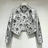 Womens 2026 Patchwork Faux Leather Biker Jacket Stand Collar Cropped Streetwear