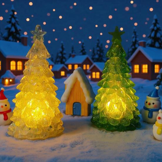 LED Christmas Tree Night Light Glowing Tree Decoration Festive Tabletop Ornament