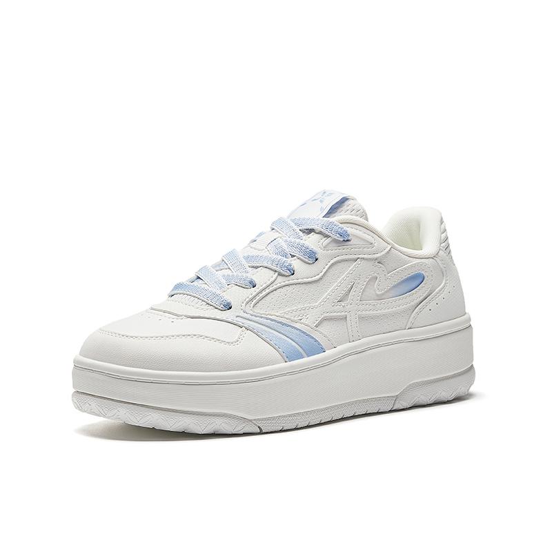 Anta Sunny Wind Synthetic Leather Rubber Casual Versatile Simple Cute Fashion Low-Top Skate Shoes Women sneakers Paper-White Danube-Blue 122618034-6
