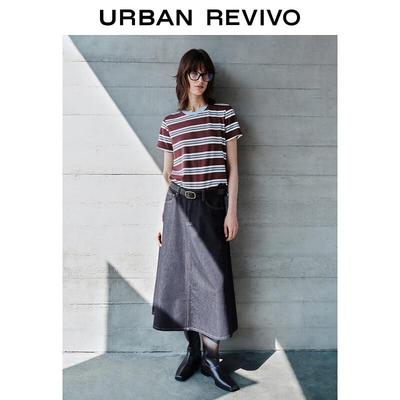 UR Damen Retro Geknoteter Denim A-Linien Rock