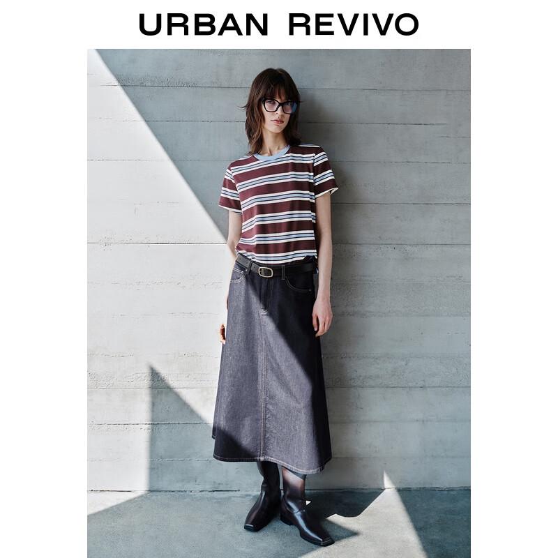 UR Women s Retro Belted Denim A-Line Skirt XS