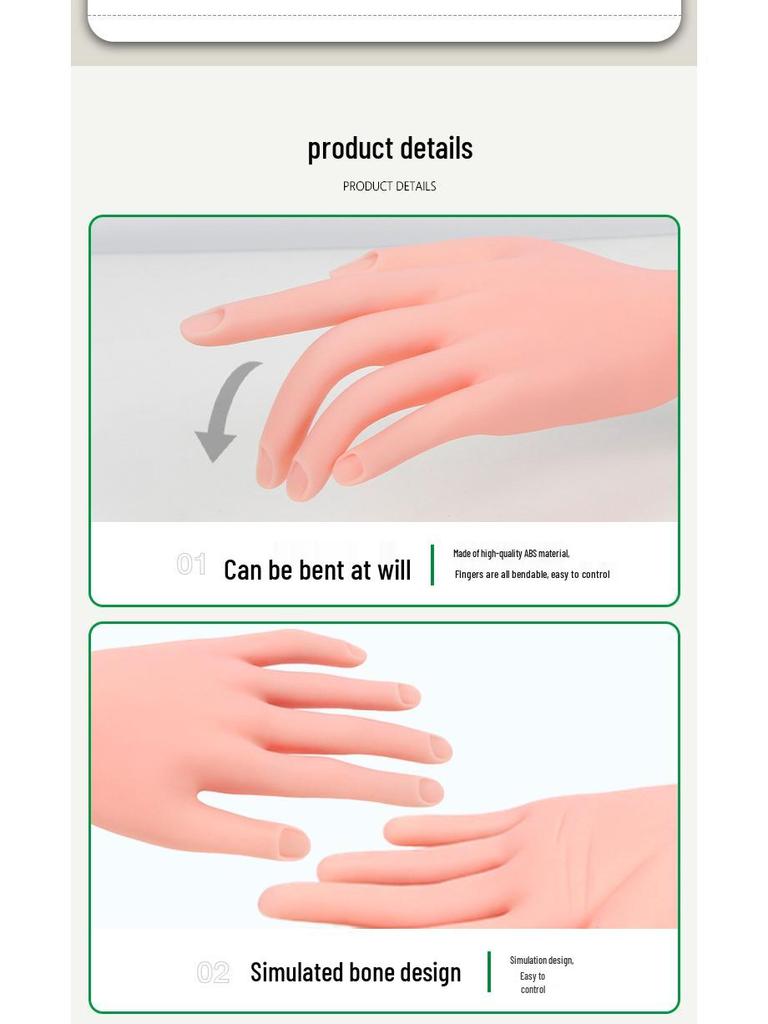 Bendable Nail Art Practice Hand with Adjustable Fingers