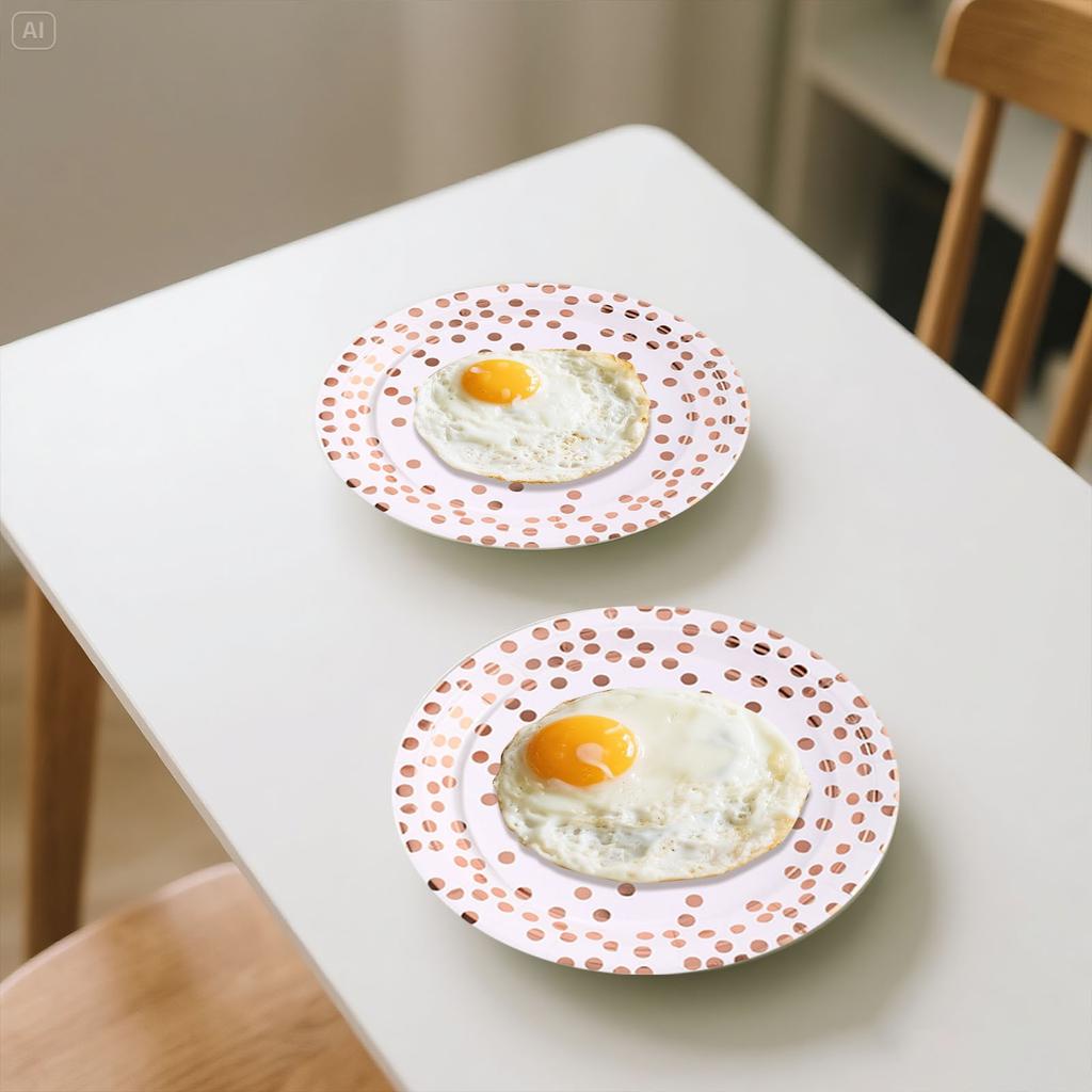 European And American Gold-pinked Small Dot Tableware Disposable Outdoor Picnic Plate Thickened Party Layout Tableware Set
