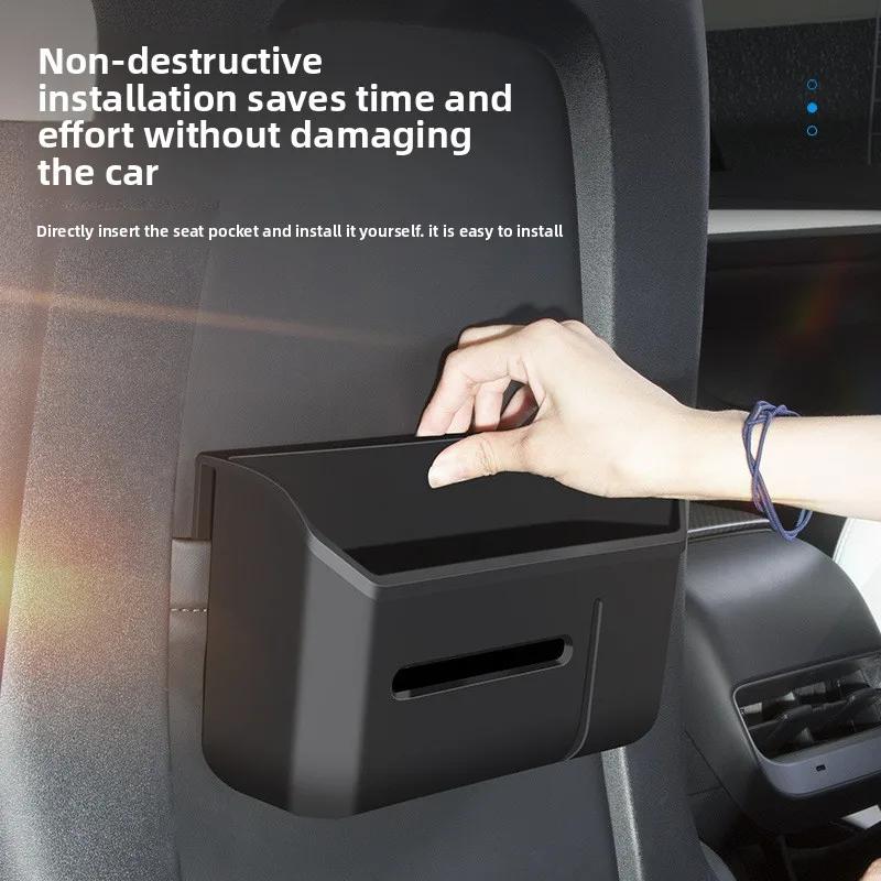 ALS1 For Tesla Model Y Model 3 2020-2026 Front Backrest Storage Box Garbage Seat Storage Storage Accessories Modificati Car Sticker