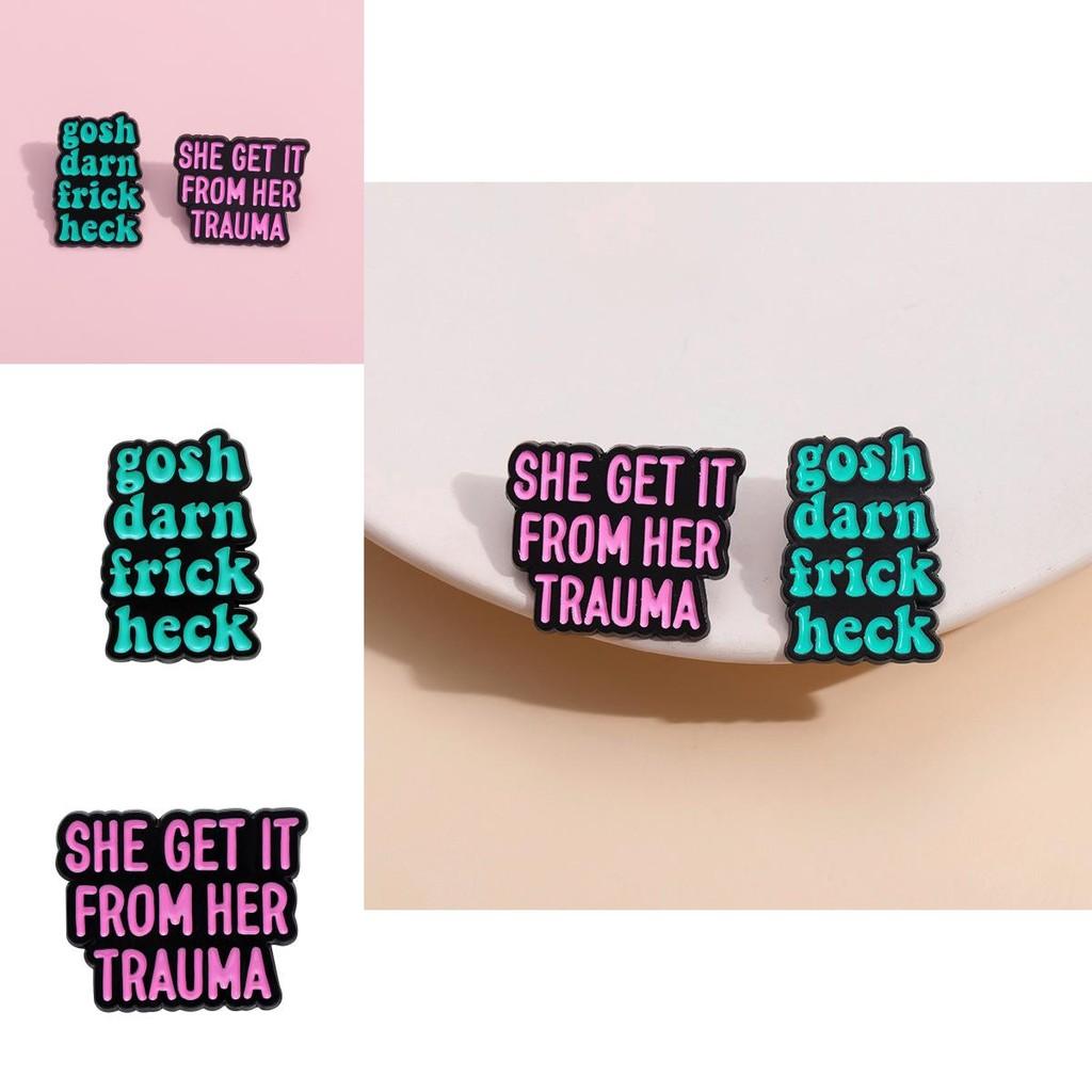 Creative European Style Colorful Letter Brooch Unique Minimalist Metal Badge Accessory