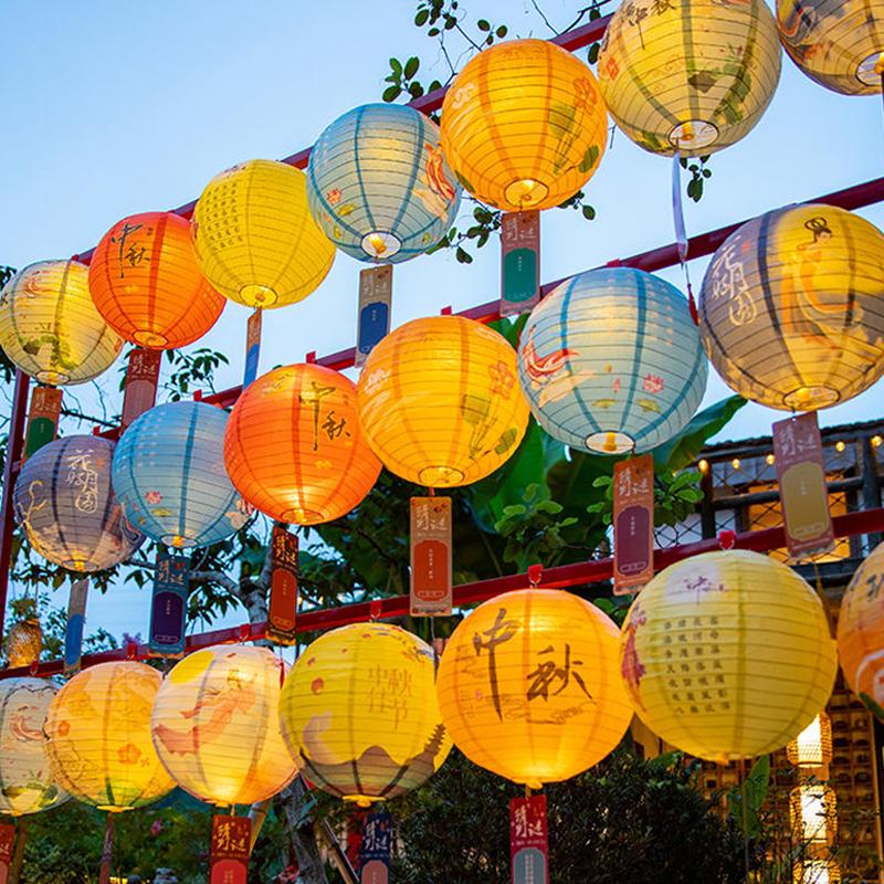 1-5pcs Round Paper Lantern Chinese Mid- Autumn Festival Paper Lantern Ball Birthday Wedding Party DIY Decor Christmas Ornament