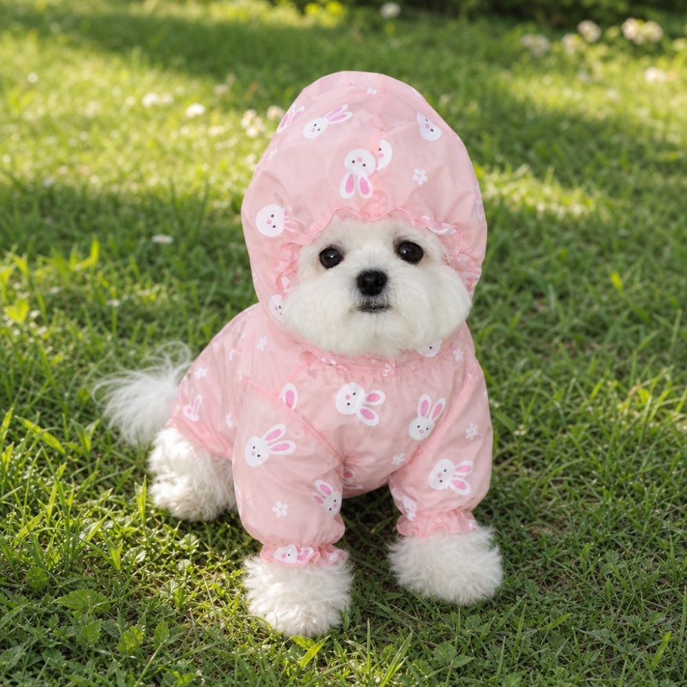 Summer Pet Mesh Cover Mosquito Bite Proof Jumpsuit Corgi Teddy Clothes  for Small Dog L розовый