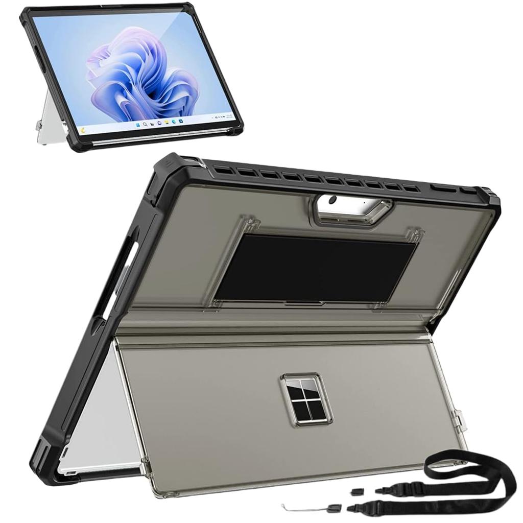 Surface Pro 9 Surface Pro 9 Schulter Hand Ständer Schlankes Tablet Nicht Transparent Schwarz 11/Pro 10/Pro Hülle, 11/Pro 10/Pro (13 Zoll) Hülle, Stoßfest, Riemen,