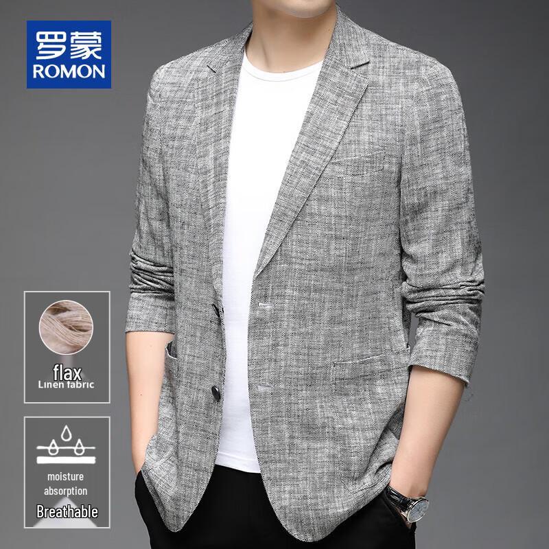 ROMON Pánské ležérní sako úzkého střihu ze směsi lnu